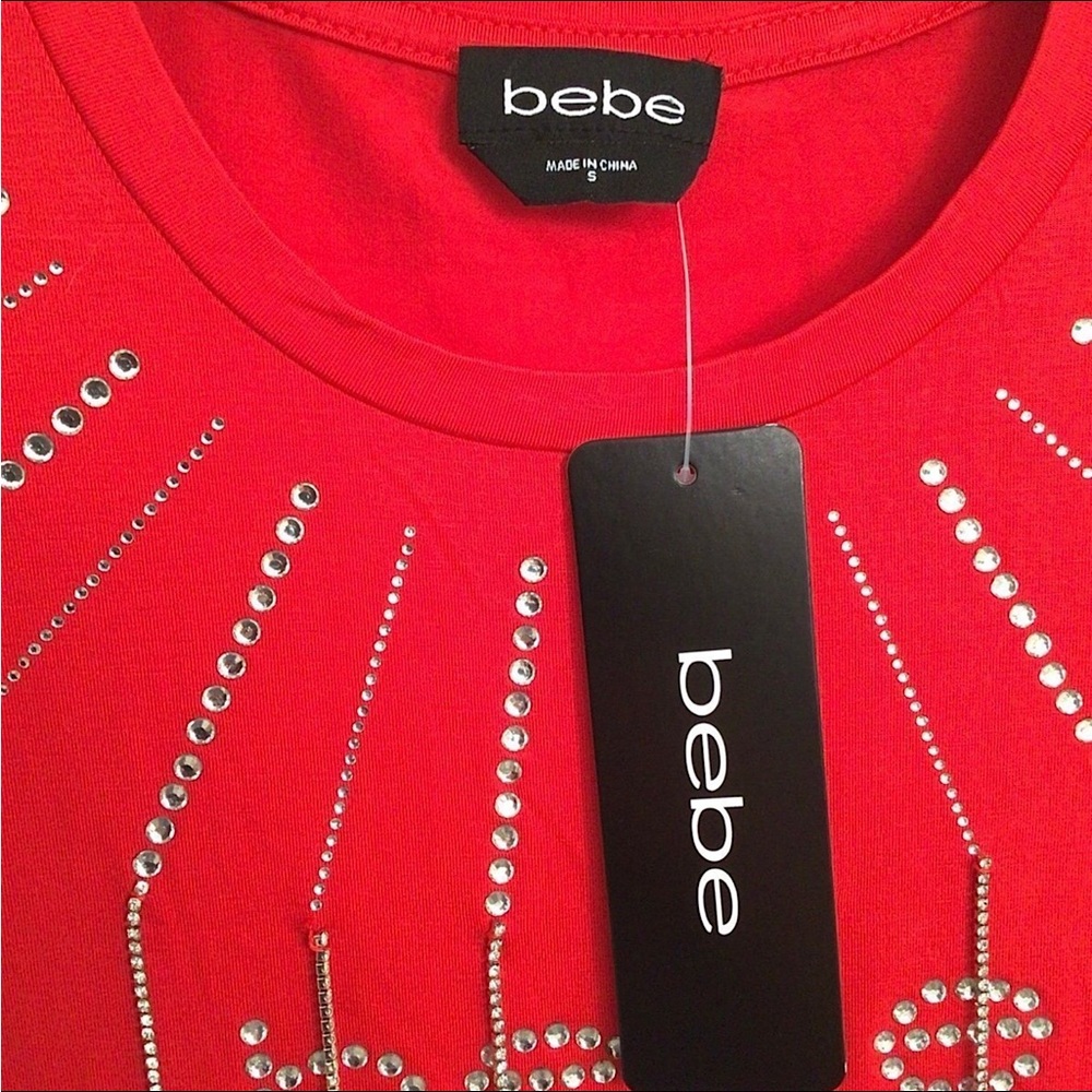 Bebe Rhinestone Decor Logo Top - Picture 3 of 3